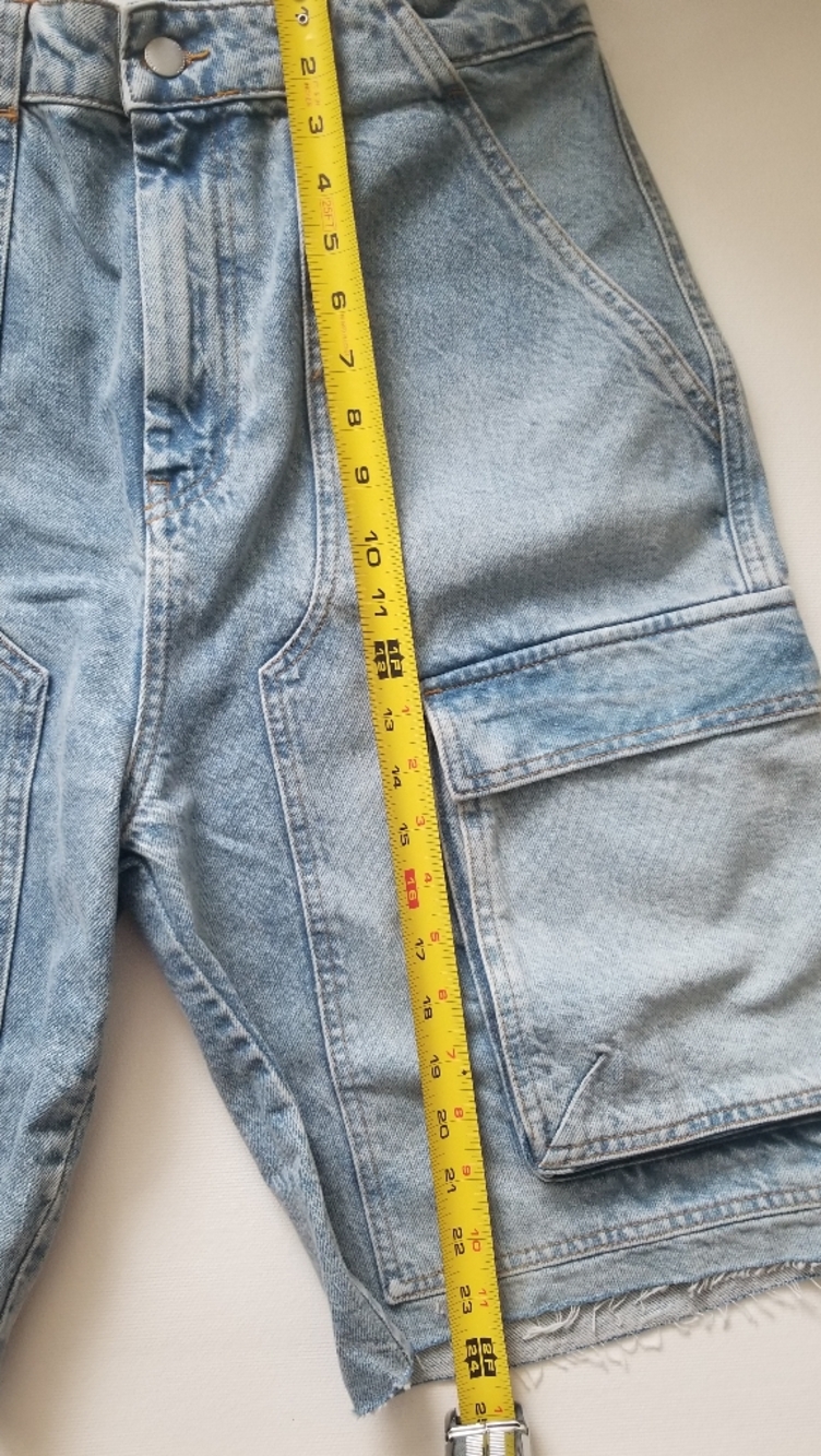 New Zara Bermuda 100% Cotton Denim Cargo Short - Picture 8 of 9